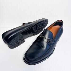 Bally Simpler.O Loafers Navy Blue Leather Horsebit Lug Sole Men’s 12 D